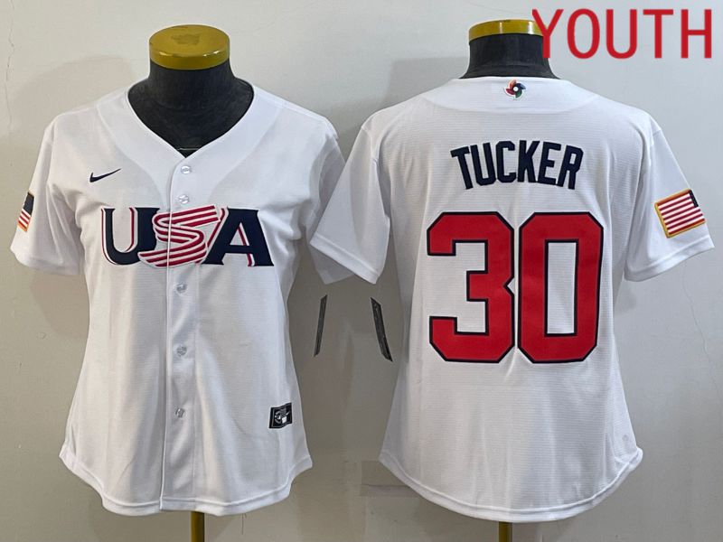 Youth 2023 World Cub USA #30 Tucker White MLB Jersey6->youth mlb jersey->Youth Jersey